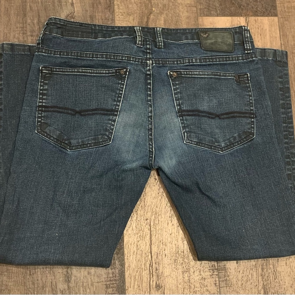 Slim straight navy blue jeans